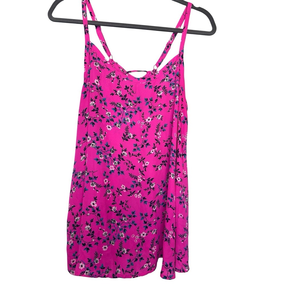 Torrid Size 0 (Large 12/14) Hot Pink Floral Corset Back Tank Top Flowy Summer